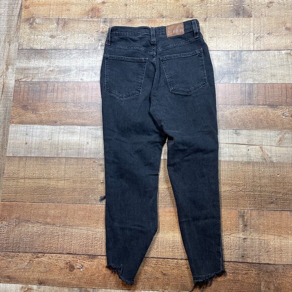 Madewell Faded Black The Mom Jeans with Raw Edge Ankle size 26 - Picture 6 of 6